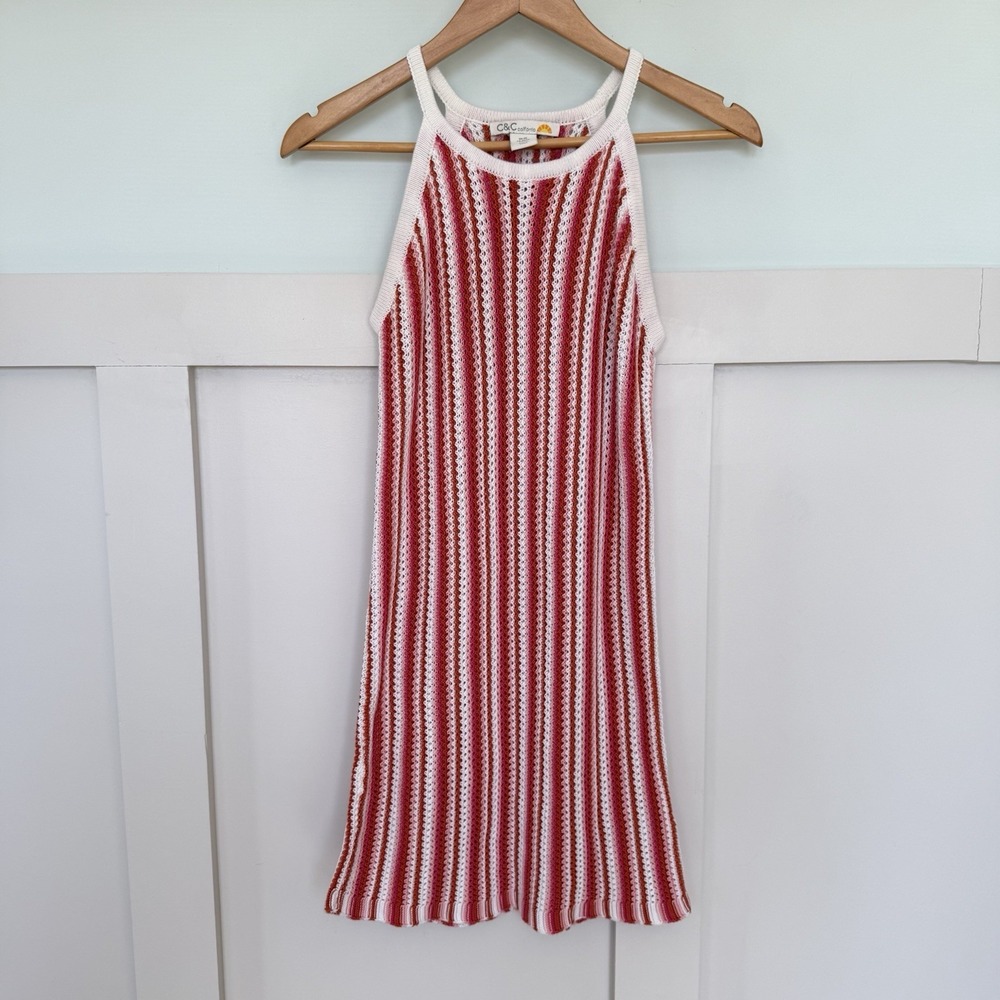 C &C California Crochet Beach Cover Up Dress XS Cotton Vacation Festival Boho